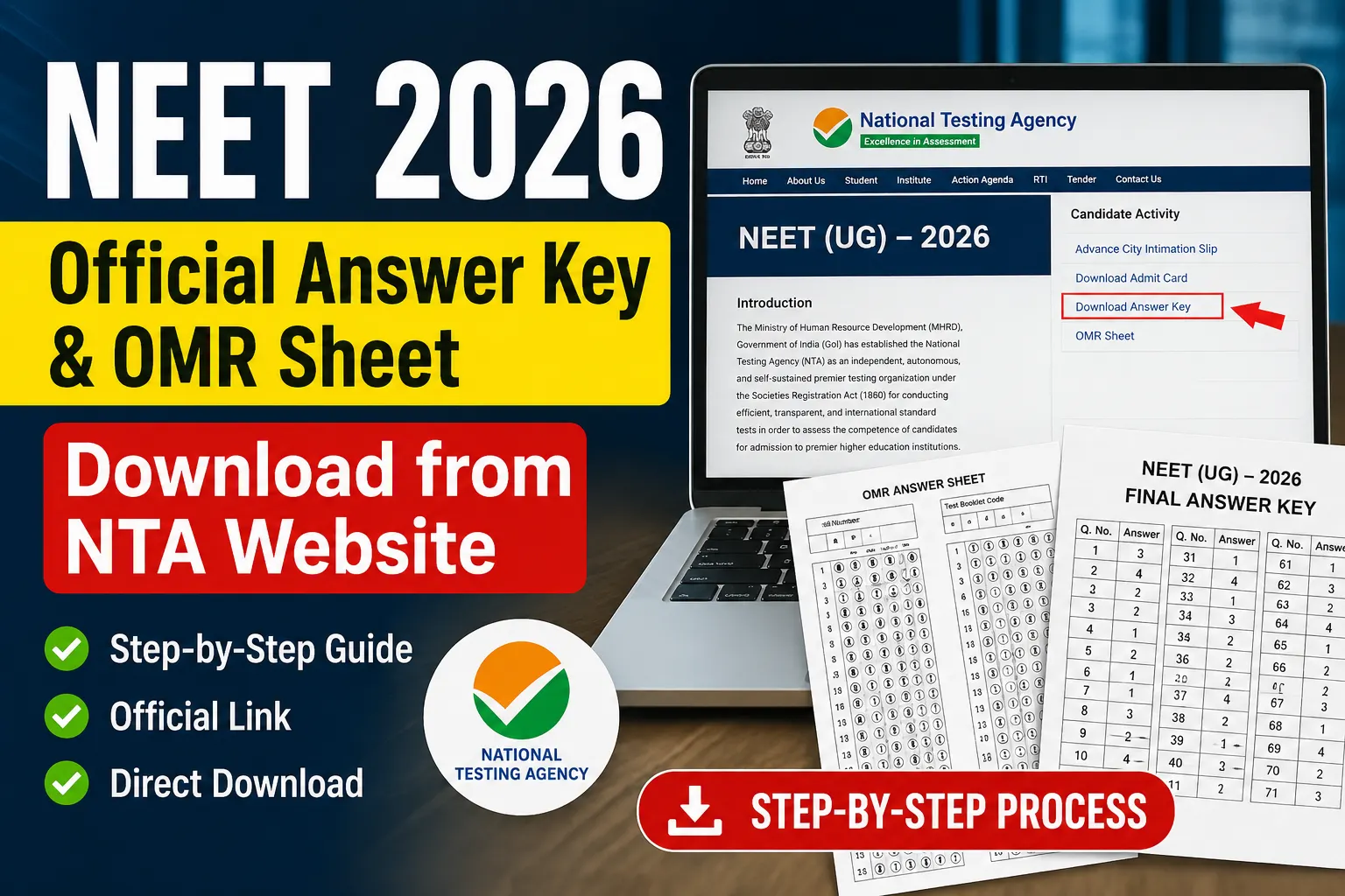 How to Download NEET 2026 Official Answer Key and OMR Sheet from NTA Website